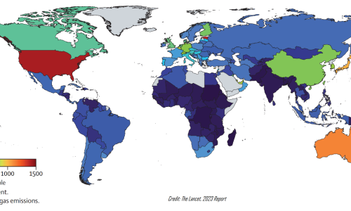 National GHG emissions per capita from the healthcare sector in 2020.